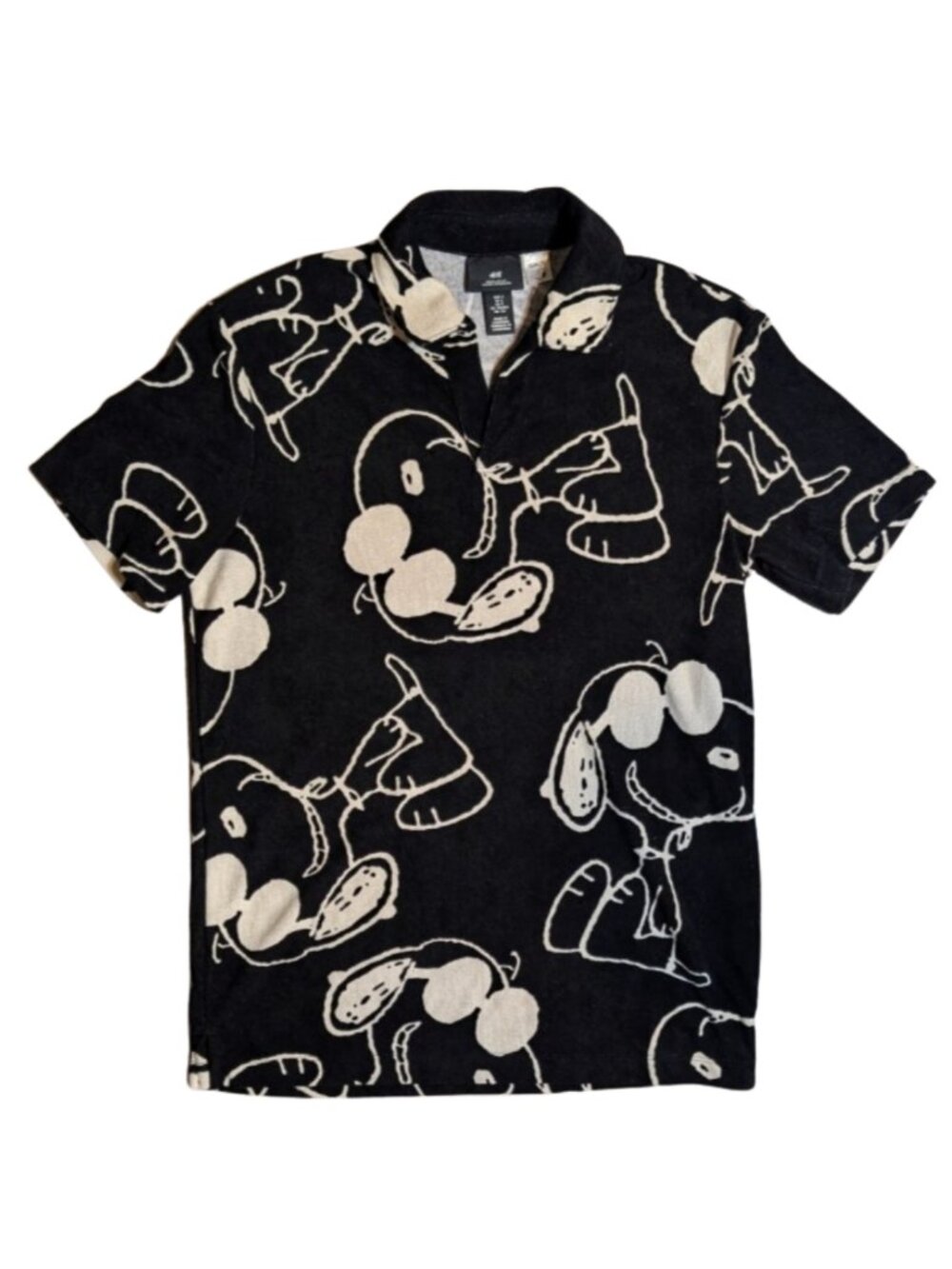 HM Peanuts Snoopy Joe Cool Terry Cloth Polo Shirt S